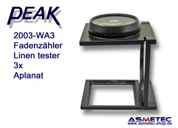 PEAK 2003-WA3 Fadenzähler  3x, aplanat - www.asmetec-shop.de, peak optics, PEAK-Lupe