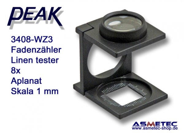 PEAK 3408-WZ3 Fadenzähler, 8fach, aplanat - www.asmetec-shop.de, peak optics, PEAK-Lupe