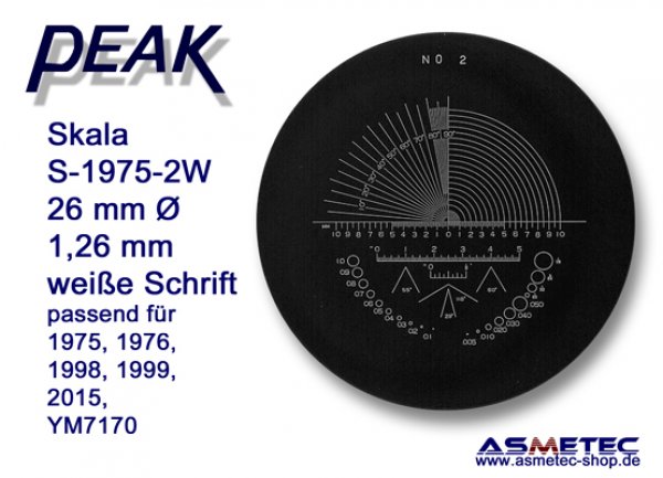 Peak Ersatzskala 1975-2W, weiße Schrift, für Messlupe 1975 - www.asmetec-shop.de, PEAK-Optics