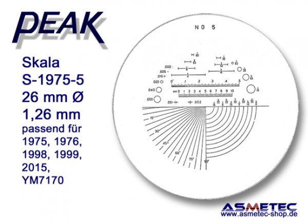Peak glas scale 1975-5 for scale loupe 1975, - www.asmetec-shop.de