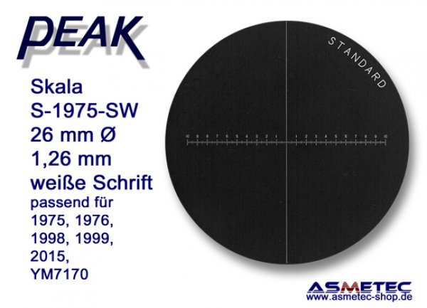 Peak glas scale 1975-SW, white printing,  for scale loupe 1975, - www.asmetec-shop.de