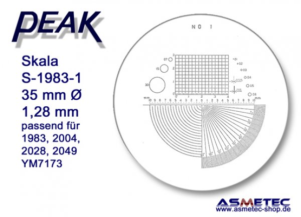 Peak Ersatzskala 1983-1 für Messlupe 1983 - www.asmetec-shop.de, PEAK-Optics
