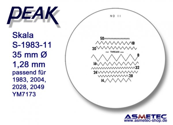 Peak glas scale 1983-11 for scale loupe 1983, - www.asmetec-shop.de