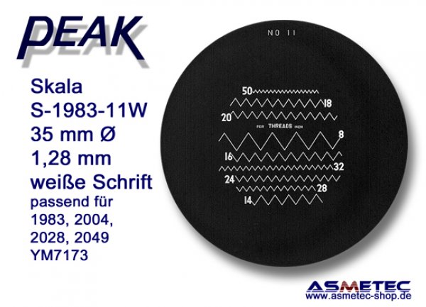 Peak glas scale 1983-11W, white printing,  for scale loupe 1983, - www.asmetec-shop.de