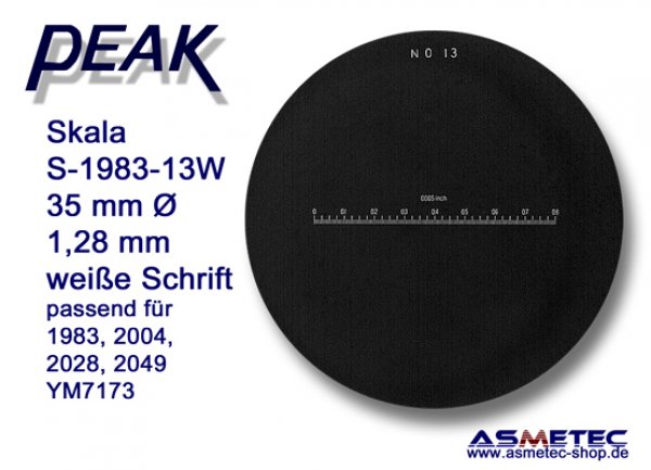 Peak glas scale 1983-13W, white printing,  for scale loupe 1983, - www.asmetec-shop.de