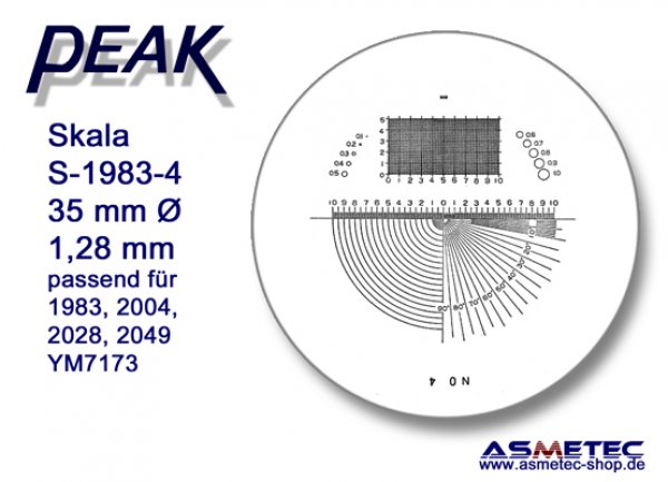 Peak glas scale 1983-4 for scale loupe 1983, - www.asmetec-shop.de
