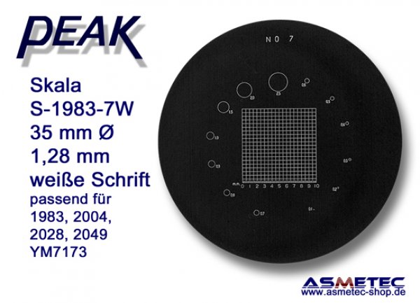 Peak Ersatzskala 1983-7W, weiße Schrift, für Messlupe 1983 - www.asmetec-shop.de, PEAK-Optics