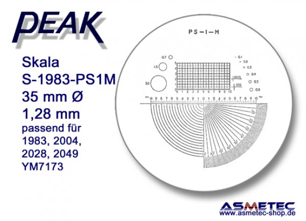 Peak glas scale 1983-PSM4 for scale loupe 1983, - www.asmetec-shop.de