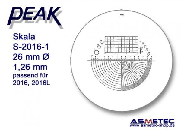 PEAK-2016 Skala für Messlupe  15x - www.asmetec-shop.de