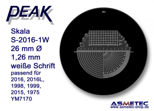 Peak glas scale 2016-1W, white printing,  for scale loupe 2016, - www.asmetec-shop.de