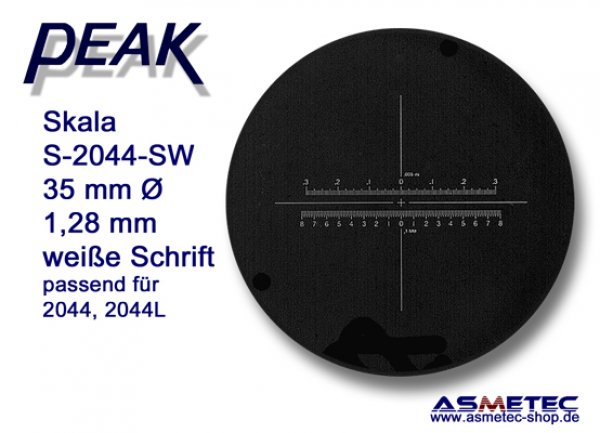 Peak glas scale 2044-SW, white printing,  for scale loupe 1983, - www.asmetec-shop.de