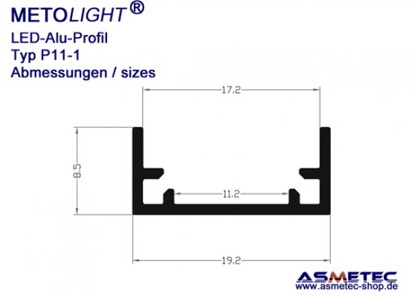 Aluminium-LED-Profil P11 - www.asmetec-shop.de