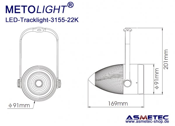 LED Schienenleuchte 3155-22Ka-20, 20 Watt - www.asmetec-shop.de