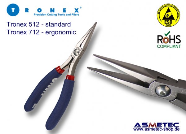 Tronex 512 - chain nose plier, serrated