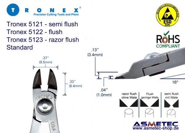 Tronex 5123 ESD-Ovalkopf Seitenschneider