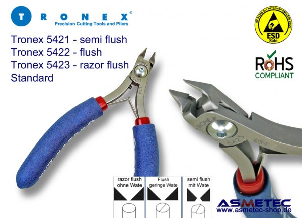 Tronex 5423 ESD-Spitzkopf Seitenschneider - www.asmetec-shop.de