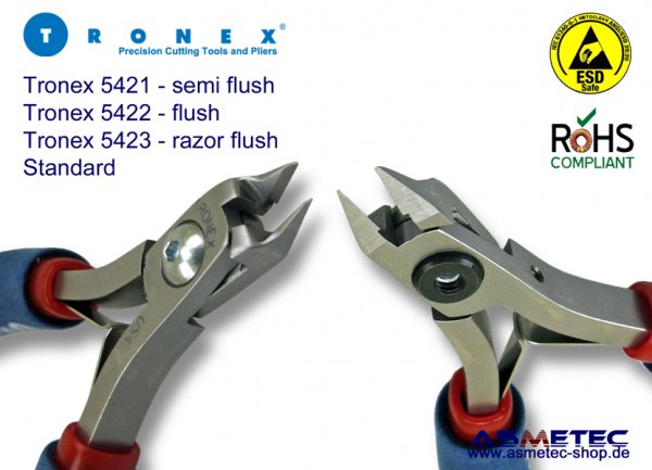 Tronex 5423 ESD-Spitzkopf Seitenschneider - www.asmetec-shop.de