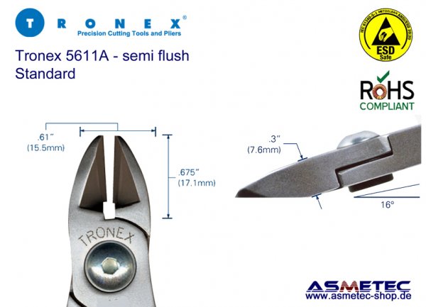 Tronex 5611A ESD-Ovalkopf Seitenschneider - www.asmetec-shop.de