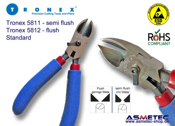 Tronex 5812 ESD-Ovalkopf Seitenschneider - www.asmetec-shop.de