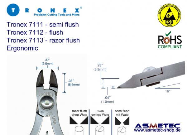 Tronex 7112 ESD-Ovalkopf Seitenschneider