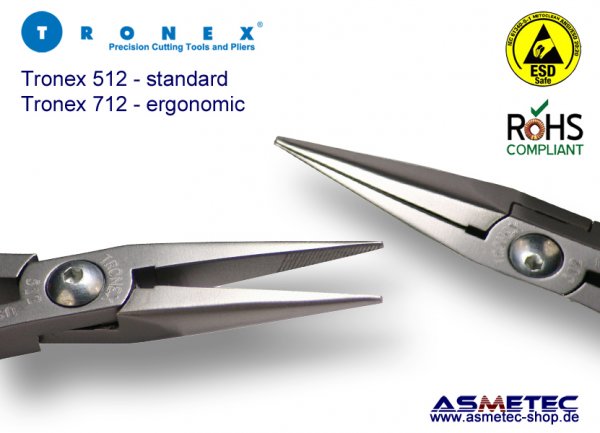 Tronex 712 ESD-Flachrundzange, gezahnt, ergonomisch