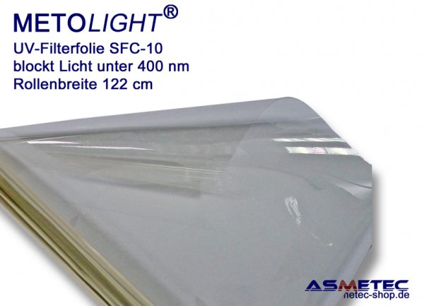 UV-Filterfolie Metolight SFC-10, blockt Licht unter 400 nm - www.asmetec-shop.de