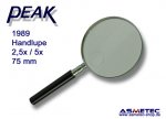 PEAK-Optics 1989 Handlupe, 2,5 +5fach, 75 mm Linse