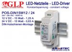 LED-driver GLP POS-DIN 15W12, 12 VDC, 15 Watt, DIN-Rail
