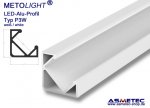 LED-Aluminium Profile P3W-2, white, 2 m long, edge profile